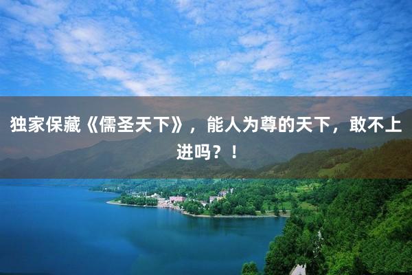 独家保藏《儒圣天下》，能人为尊的天下，敢不上进吗？！
