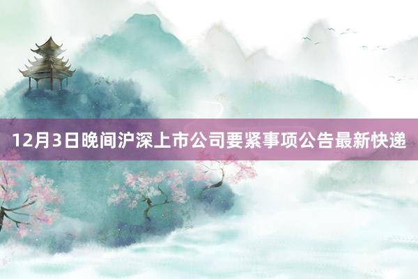 12月3日晚间沪深上市公司要紧事项公告最新快递