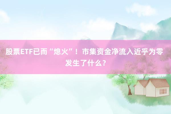 股票ETF已而“熄火”！市集资金净流入近乎为零 发生了什么？