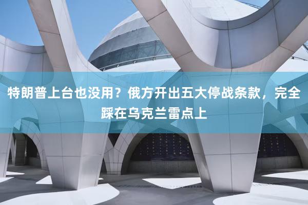 特朗普上台也没用？俄方开出五大停战条款，完全踩在乌克兰雷点上