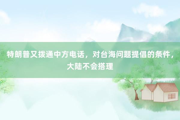 特朗普又拨通中方电话，对台海问题提倡的条件，大陆不会搭理